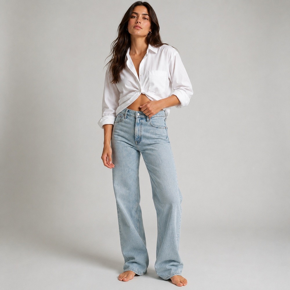 Abercrombie 90s Relaxed Jean High Rise Light Wash Straight Leg 28 Short - Picture 2 of 16